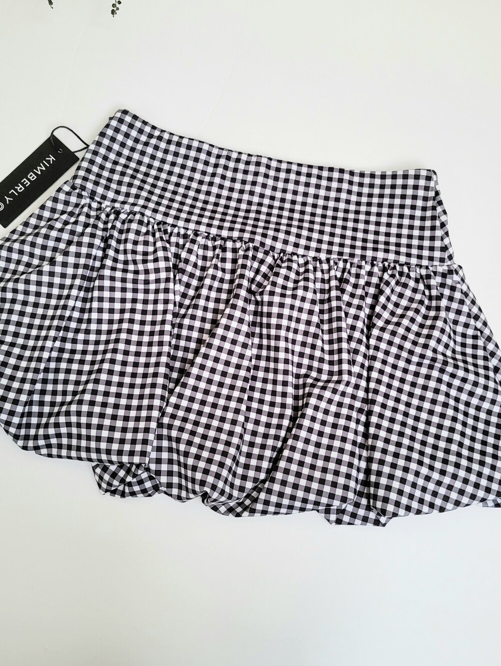 Black Gingham Athleisure Bubble Hem Tennis Mini Skirt Picnic Skort Coquette Y2K - Picture 2 of 7